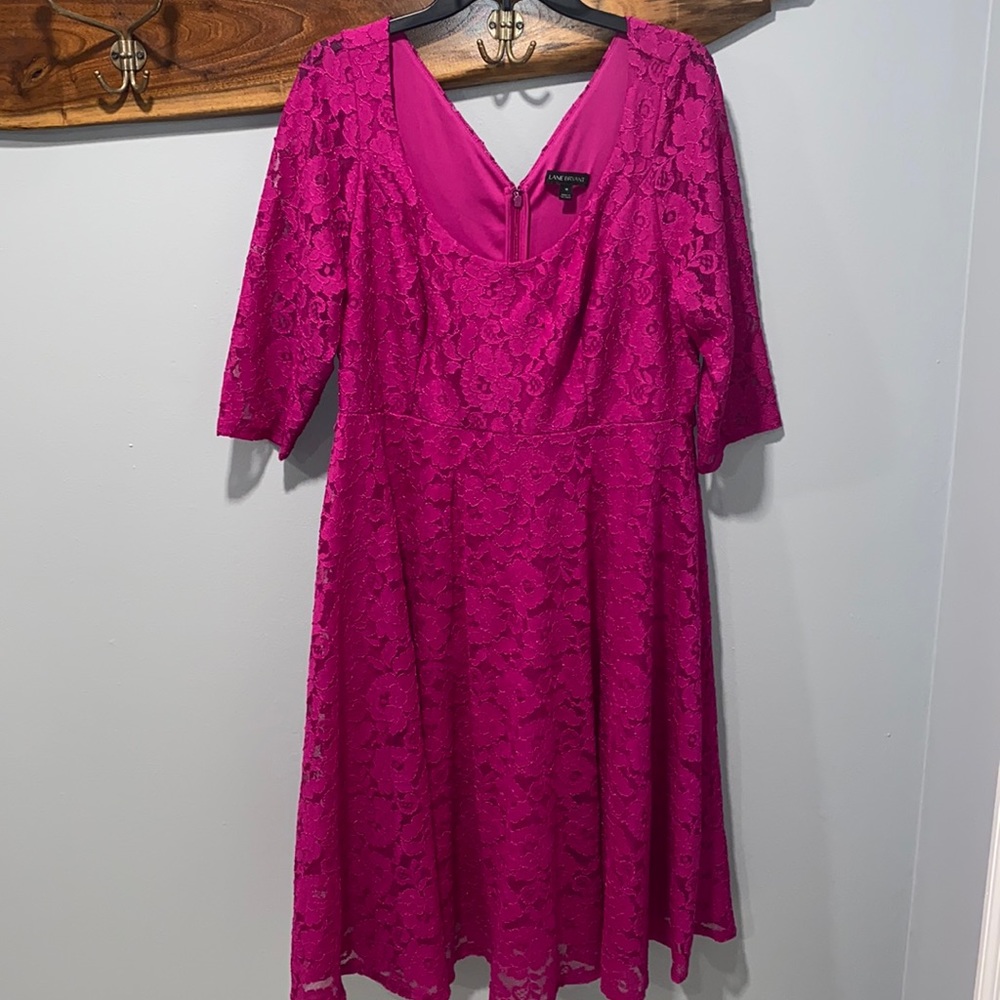 Fuchsia  3/4 sleeve Length Lace Lane Bryant dress.
